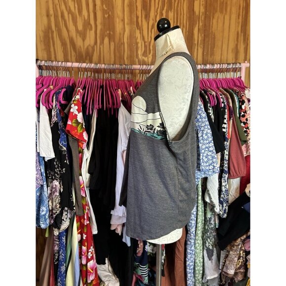 Torrid Tank Top Pullover Wide Strap Heathered Gray Mountain Scene Knit Sz 1 (1X) - Picture 4 of 7